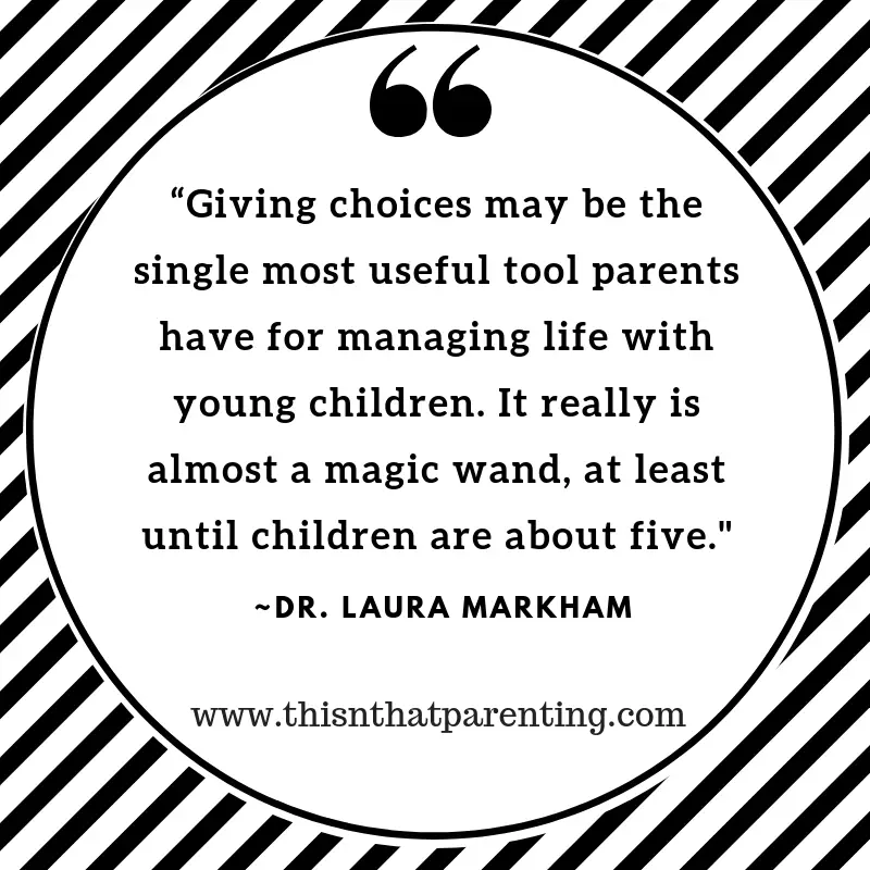 This post gives parents understanding of why it is best to give your child choices and ideas and script for giving children choices that will empower them. Either way, you can train yourself to become intentional about making sure your child has plenty of choice in their day.  As a matter of fact, when you give your child choices and let them make decisions you will see your relationship with your child thrive. #parentingtips #howtohaveabetterrelationshipwithmychild #parentingadvice