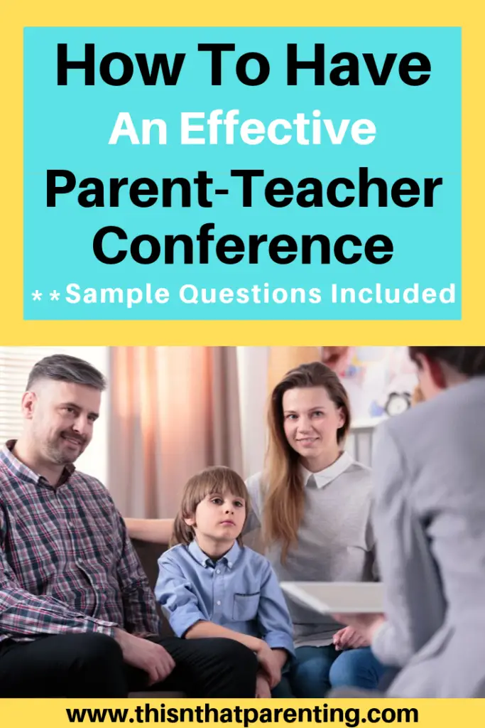 This article gives parents tips on what to do before, during, and after a parent-teacher conference and offers sample questions to ask about the student. #questionstoaskyourchildsteacher #parent-teacherconferenceideas